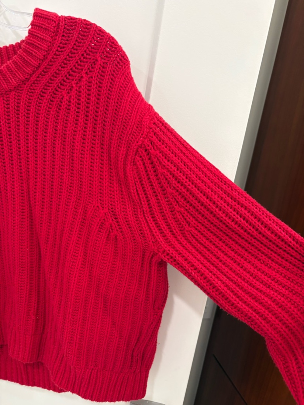 J.Crew Knit Heritage Cotton Fisherman Crewneck Sweater in Racing Red Sz Medium - Picture 7 of 16